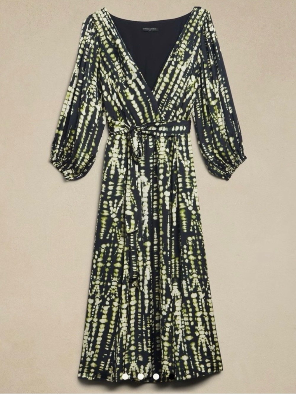 Banana Republic Black and Lime Patterned Maxi Dress